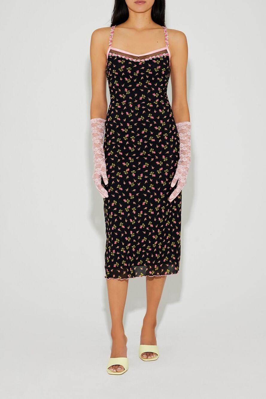 Betsey Johnson x Forever 21 Coquette Floral Midi Dress Black Pink Plus Size 1X